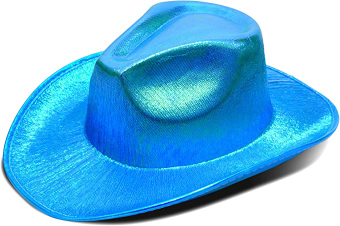 Neon Hologramlı Kovboy Model Parti Şapkası Mavi Yetişkin 39X36X14 cm (CLZ)