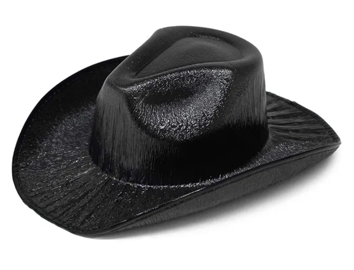 Neon Hologramlı Kovboy Model Parti Şapkası Siyah Yetişkin 39X36X14 cm (CLZ)