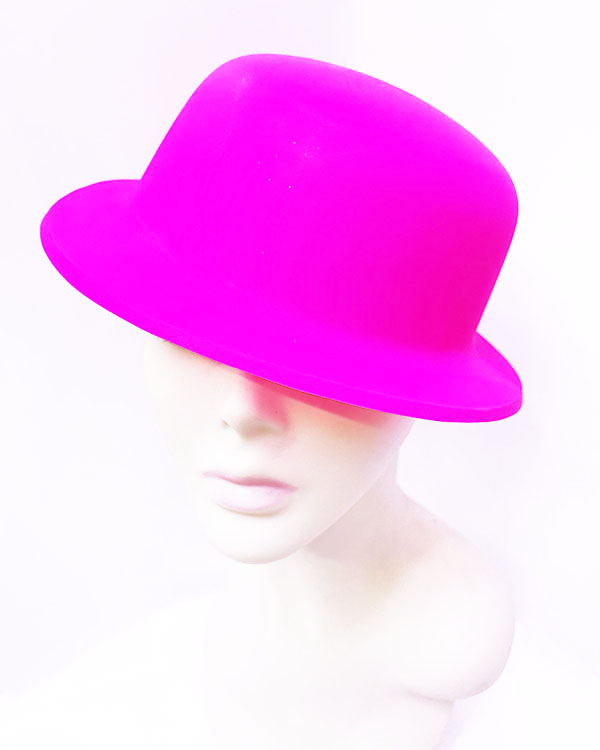 Neon Pembe Renk Plastik Parti Şapkası  (CLZ)