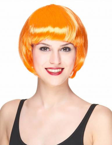 Neon Turuncu Renk Açık Turuncu Küt Parti Peruğu Kısa Takma Saç (CLZ)