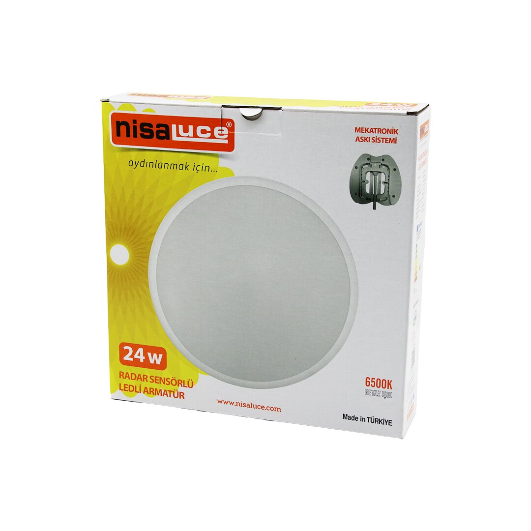 NİSALUCE EAMP-106/B 24W RADAR SENSÖRLÜ LEDLİ ARMATÜR BEYAZ ÇERÇEVE MEKATRONİK ASKI SİSTEMİ 6500K - 2160Lm NİSALUCE EAMP-106/B 24W RADAR SENSÖRLÜ LEDLİ ARMATÜR BEYAZ ÇERÇEVE MEKATRONİK ASKI SİSTEMİ 6500K - 2160Lm