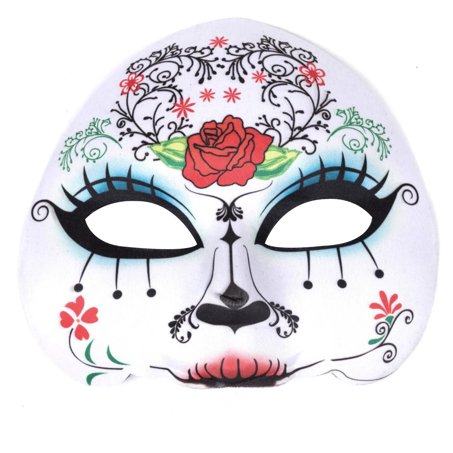 Ölü Günü Kafatası Yarım Güllü Çiçekli Maske Eva Yumuşak Model (CLZ)