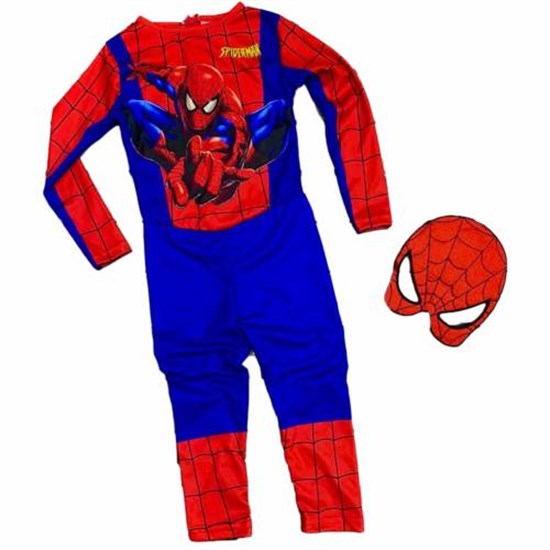 Örümcek Adam Kostümü Maskeli - Çocuk Spiderman Kostümü 3-4 Yaş (CLZ)
