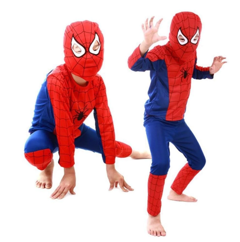 Örümcek Adam Kostümü Maskeli - Çocuk Spiderman Kostümü 7-8 Yaş (CLZ)
