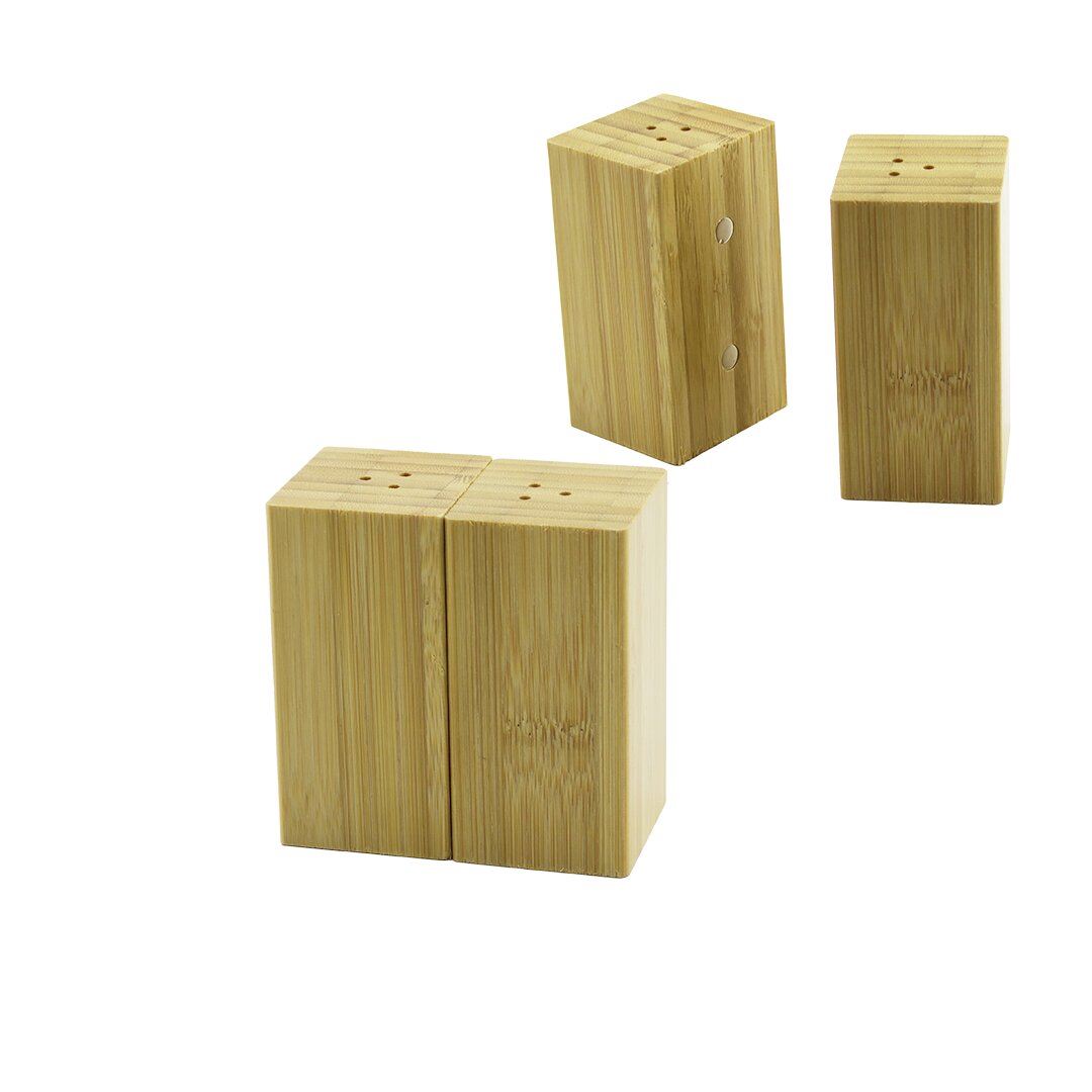BAHARATLIK TUZLUK 4.5X5CM Y:9CM 2Parça MIKNATISLI İKİZ AHŞAP BAMBU  BAHARATLIK TUZLUK