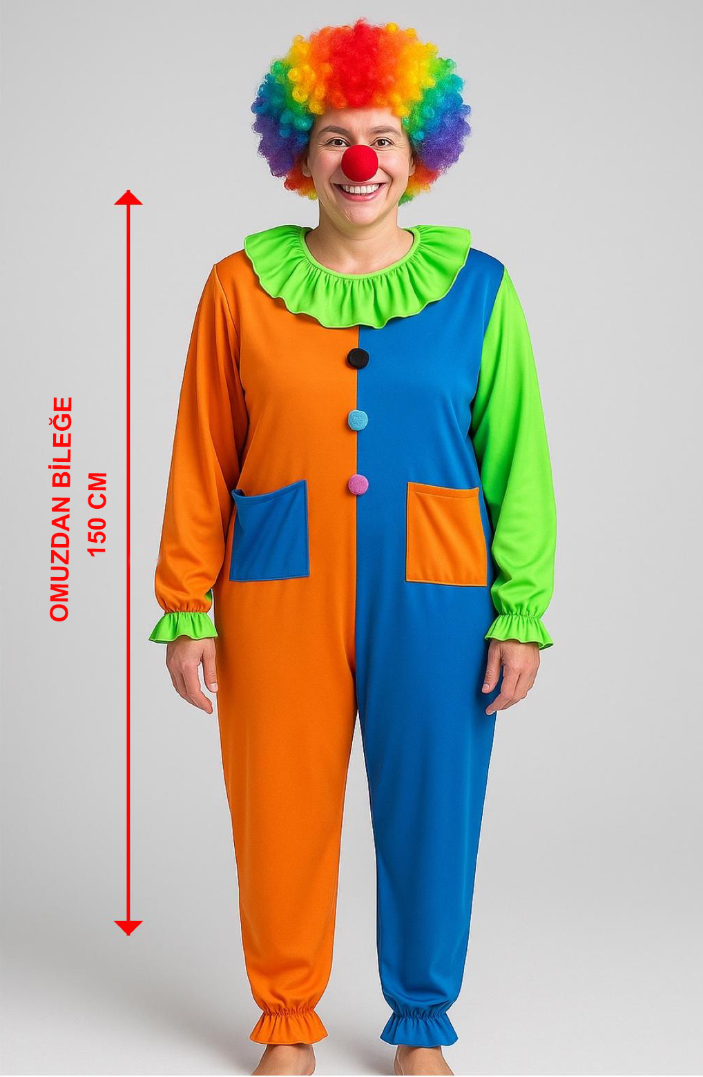 Palyaço Kostüm Seti 150 cm (Peruk + Burun + Kostüm) Palyaço Kostüm Seti 150 cm (Peruk + Burun + Kostüm)