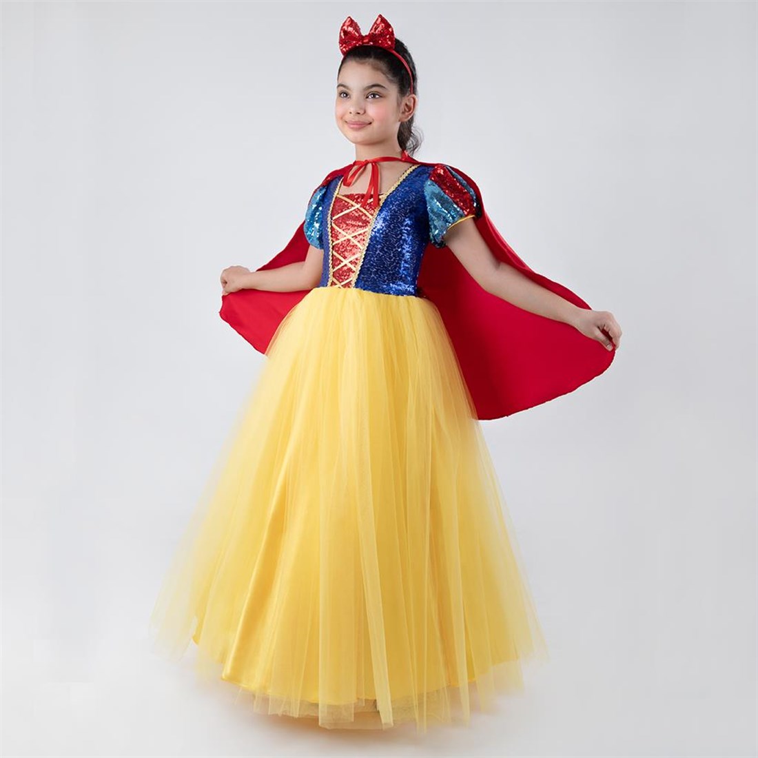 Pamuk Prenses Kostümü - Pelerinli Prenses Kostümü Full Set 5-7 Yaş (CLZ)
