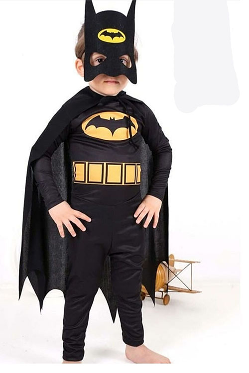 Pelerinli Çocuk Batman Kostümü - Maskeli Batman Kostüm (CLZ)