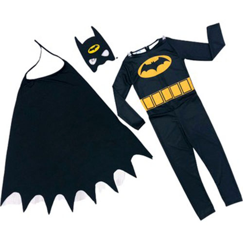Pelerinli Çocuk Batman Kostümü - Maskeli Batman Kostüm (CLZ)