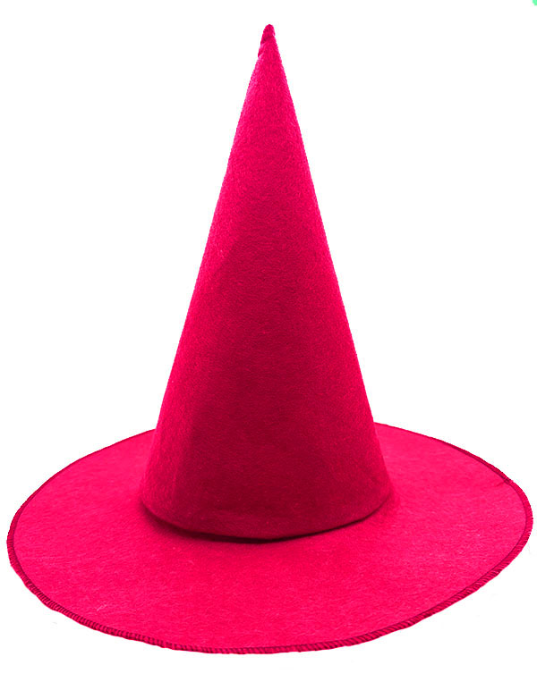 Pembe Fuşya Renk Keçe Cadı Şapkası Yetişkin Çocuk Uyumlu 35X38 cm (CLZ)