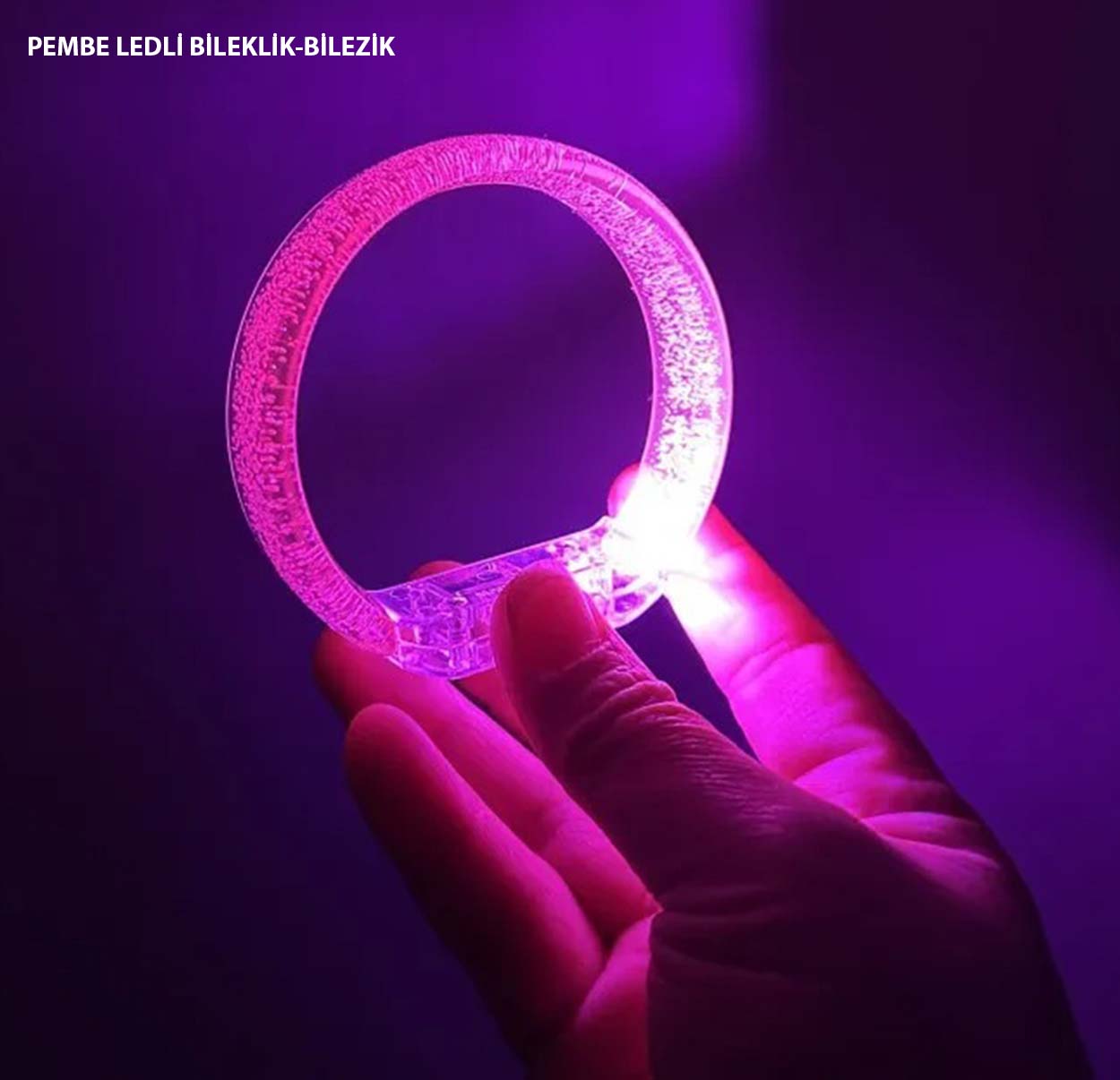 Pembe Led Işıklı Baskı Yapılabilen Pilli Bileklik Bilezik 1,5 cm Genişlik Pembe Led Işıklı Baskı Yapılabilen Pilli Bileklik Bilezik 1,5 cm Genişlik
