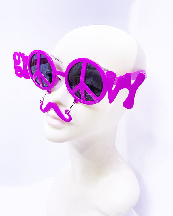 Pembe Renk Groom Yazılı Bıyıklı Damat Gözlüğü 7x21 cm (CLZ)