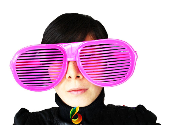 Pembe Renk Mega Boy Jumbo Panjur Şekilli Parti Gözlüğü  (CLZ)