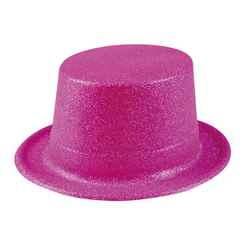 Pembe Renk Uzun Plastik Simli Parti Şapkası (CLZ)
