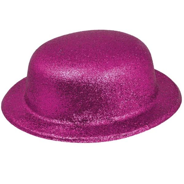 Pembe Renk Yuvarlak Simli Plastik Parti Şapkası (CLZ)