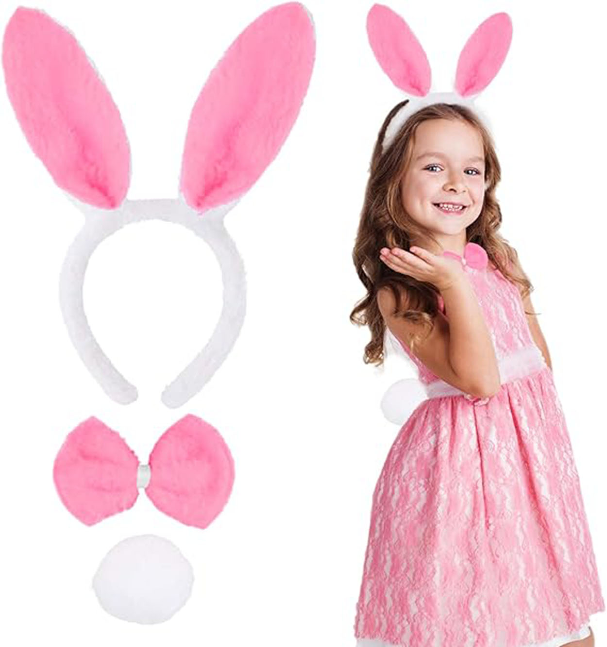 Pembe Tavşan Kostüm Seti – Taç, Papyon, Ponpon (12’li Paket) Pembe Tavşan Kostüm Seti – Taç, Papyon, Ponpon (12’li Paket)