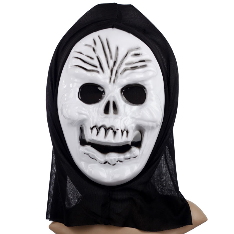 Plastik Kafatası Maskesi - Kapişonlu İskelet Maskesi 27x20 cm (CLZ)