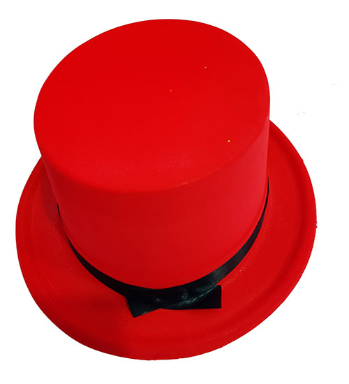 Plastik Üzeri Nubuk Kaplama Kırmızı Sihirbaz Şapkası (CLZ)