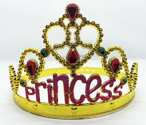 Prenses Yazılı Altın Renk Ayarlanabilir Parti Tacı 60 cm (CLZ)