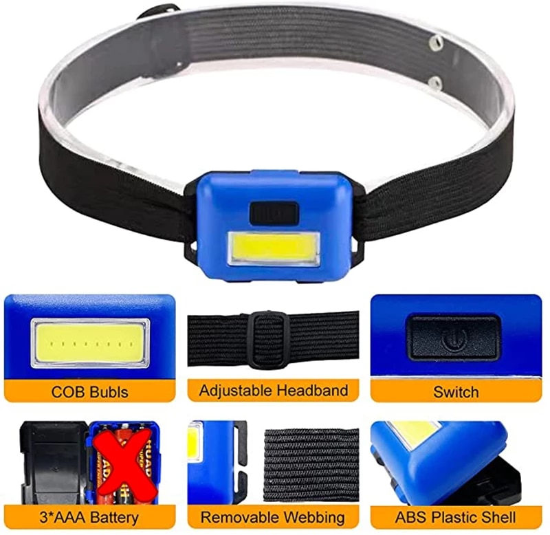 PS-T89 Mini Pilli COB LED 3 Mod Su Geçirmez Kafa Feneri Lambası PS-T89 Mini Pilli COB LED 3 Mod Su Geçirmez Kafa Feneri Lambası