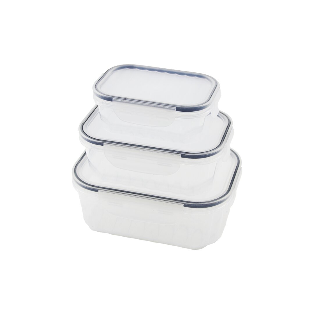 3PCS SIZDIRMAZ SAKLAMA KABI SETİ ŞEFFAF KAP BUĞULU CONTALI KAPAK 500 1000 1700ML