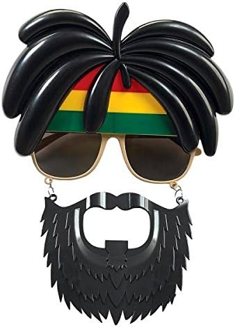 Rasta Peruklu Rasta Sakallı Bob Marley Bıyıklı Parti Gözlüğü 27x18 cm (CLZ)