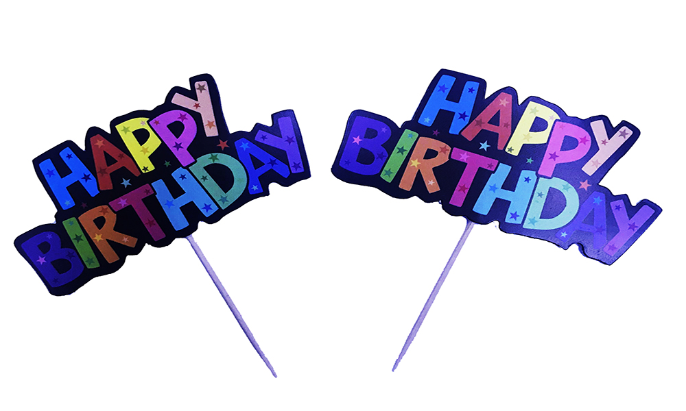 Rengarenk Harflerle Happy Birthday Yazılı Parti Kürdan Süsü 2 Adet (CLZ)
