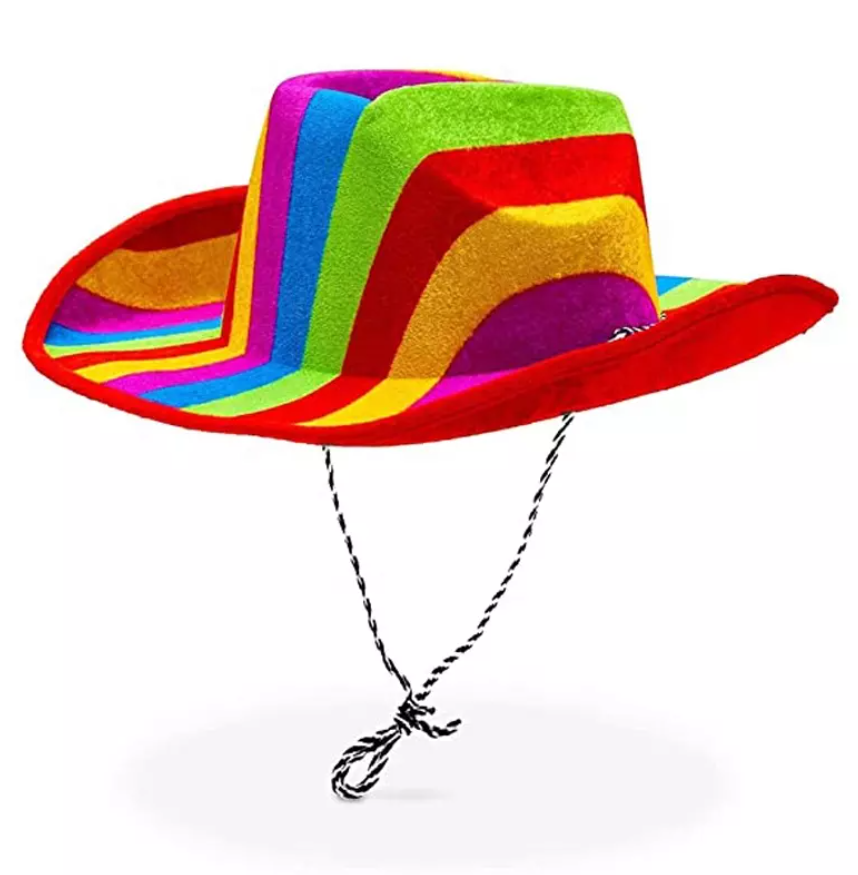 Rengarenk Kovboy Şapkası - Renkli Palyaço Şapkası 30x37 cm (CLZ)