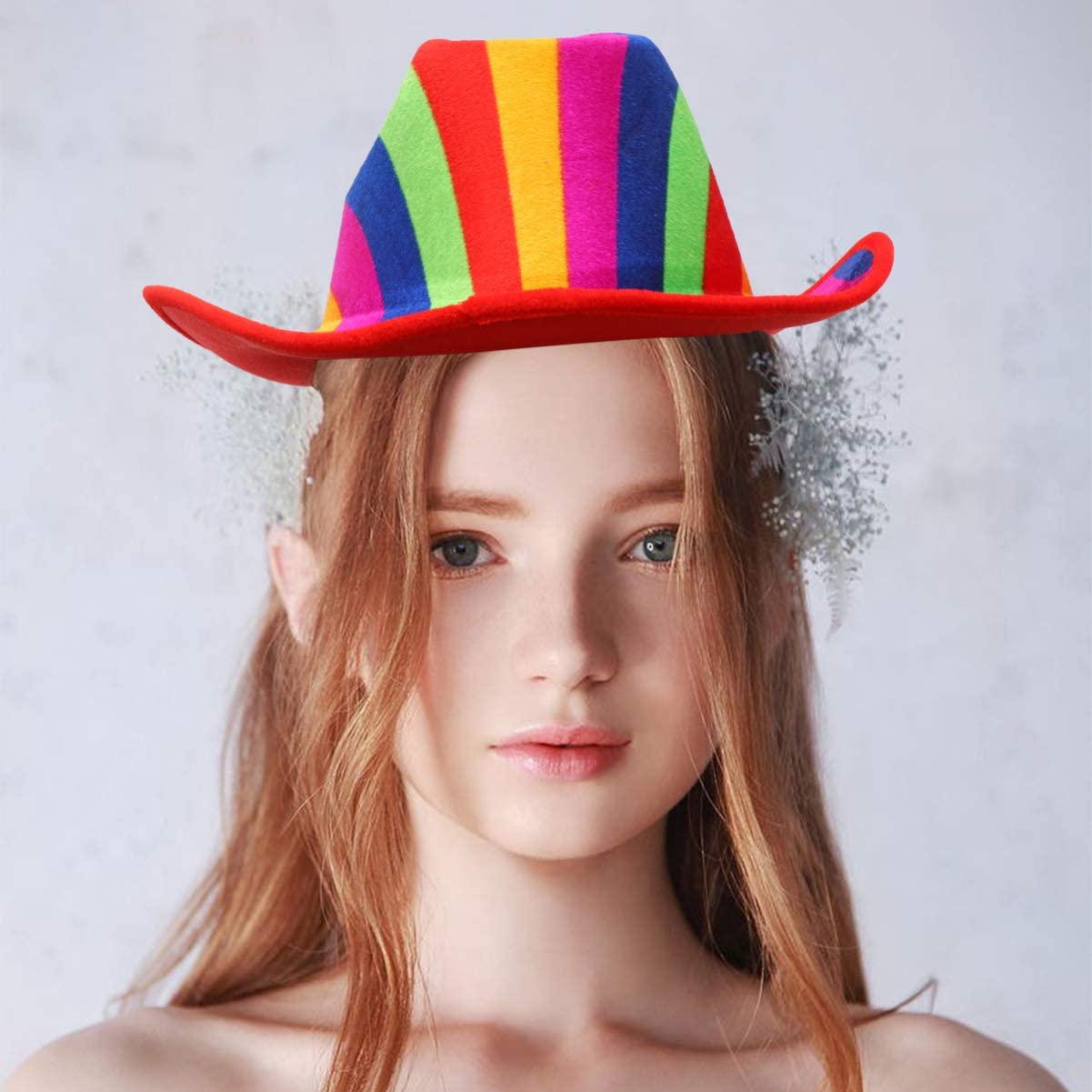 Rengarenk Kovboy Şapkası - Renkli Palyaço Şapkası 30x37 cm (CLZ)