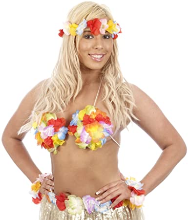 Rengarenk Luau Çiçek Bikini Üstü Hawaii Bikini Üstü (CLZ)