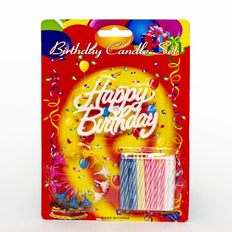 Rengarenk Mumlu Beyaz Happy Birthday Yazılı Doğum Günü Mumu 12 Adet (CLZ)