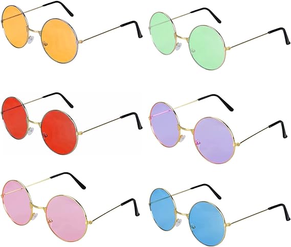 Renkli Lennon Retro İmaj Gözlükleri 6 Renk 6 Adet (CLZ)