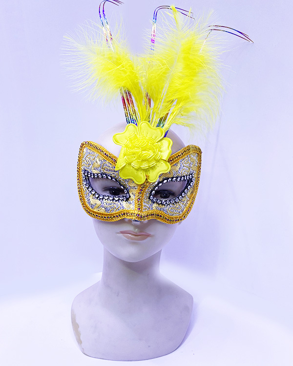 Renkli Tel İşlemeli Güllü Kırılmaz Eva Altın Parti Maskesi 20X25 cm (CLZ)