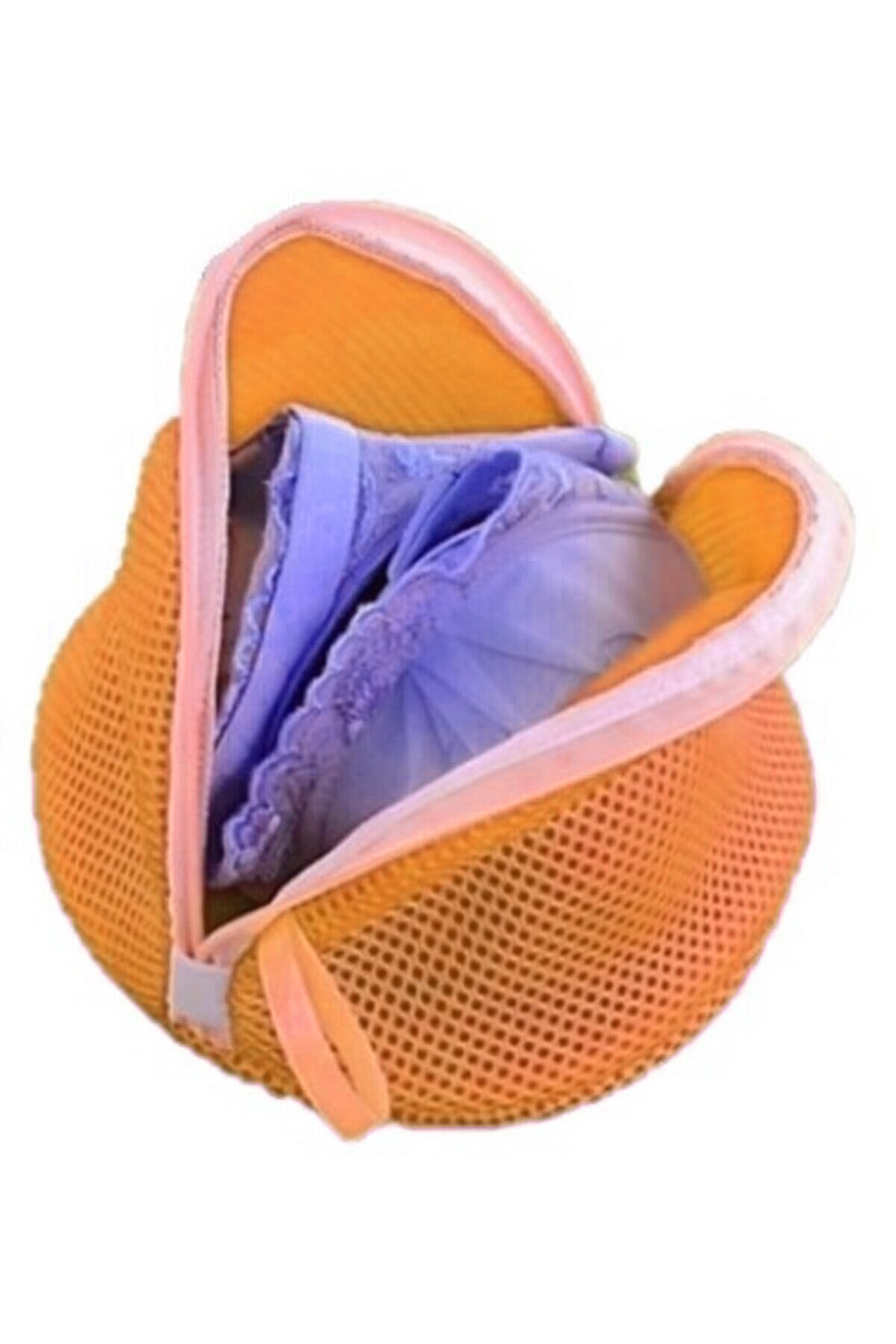 CLZ174 Renkli Turuncu - Fermuarlı File Sütyen Yıkama Bikini İç Çamaşırı Hassas Çamaşır Yıkama Aparatı
