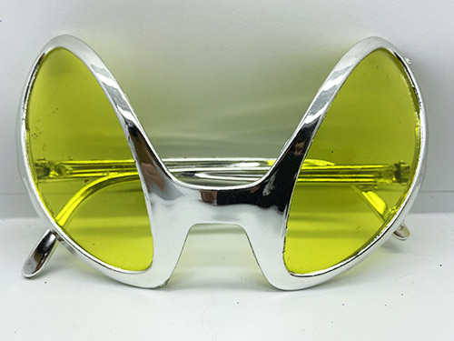 Retro Gözlük - 80 li 90 lı Yıllar Parti Gözlüğü Gümüş Renk 8x13 cm (CLZ)