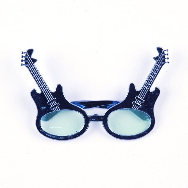 Rockn Roll Retro Gitar Şekilli Parti Gözlüğü Mavi Renk (CLZ)