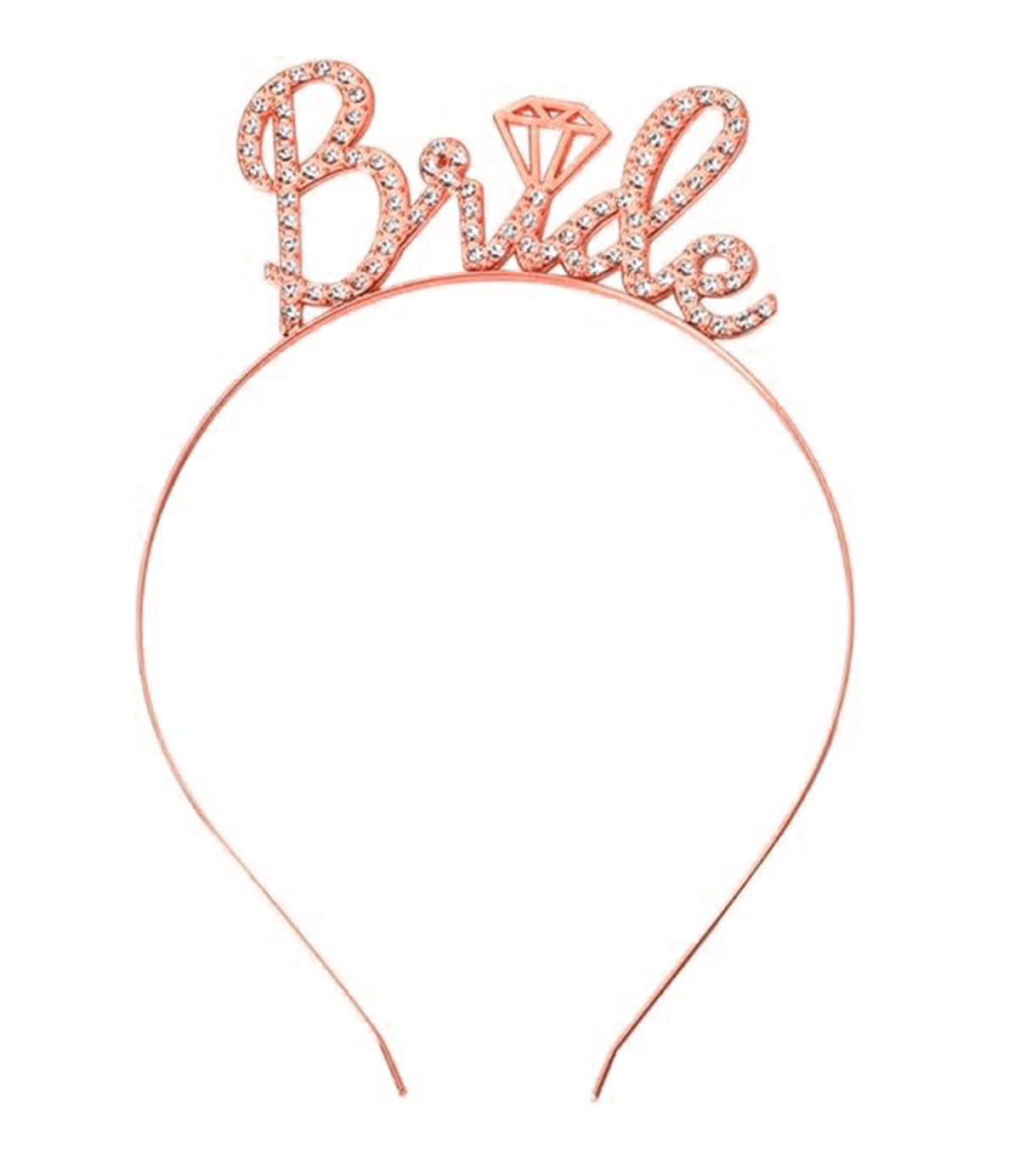 Rose Gold Renkli Taşlı “Bride” Gelin Tacı – El Yazısı Yazı Tipiyle Rose Gold Renkli Taşlı “Bride” Gelin Tacı – El Yazısı Yazı Tipiyle
