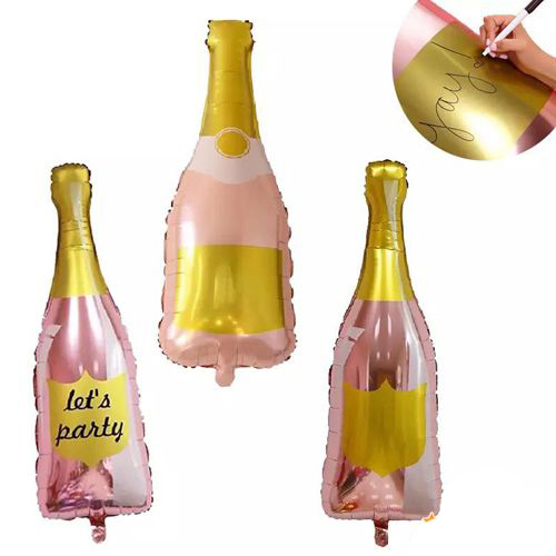 Şampanya Şişesi Kokteyl Şişesi Yazılabilir Şekilli Folyo Balon Kalemli 107x40 cm (CLZ)