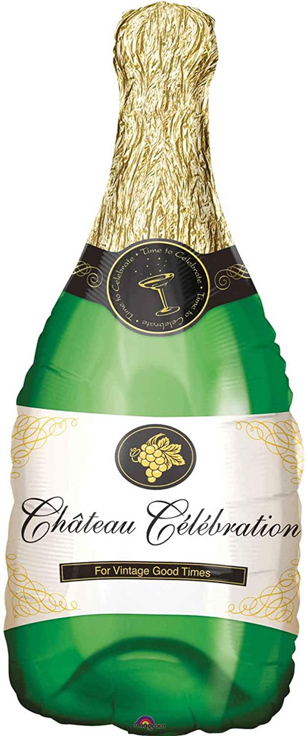 Şampanya Şişesi Şekilli Folyo Balon Yeşil 93x48 cm (CLZ)
