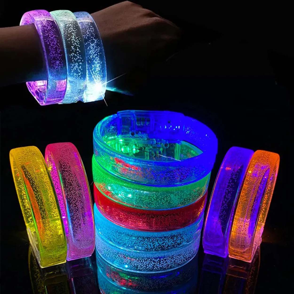 Sarı Led Işıklı Baskı Yapılabilen Pilli Bileklik Bilezik 1,5 cm Genişlik Sarı Led Işıklı Baskı Yapılabilen Pilli Bileklik Bilezik 1,5 cm Genişlik