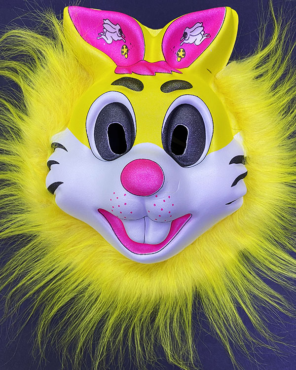 Sarı Peluşlu Pembe Kulaklı Kırılmaz Yumuşak Tavşan Maskesi 22x19 cm (CLZ)