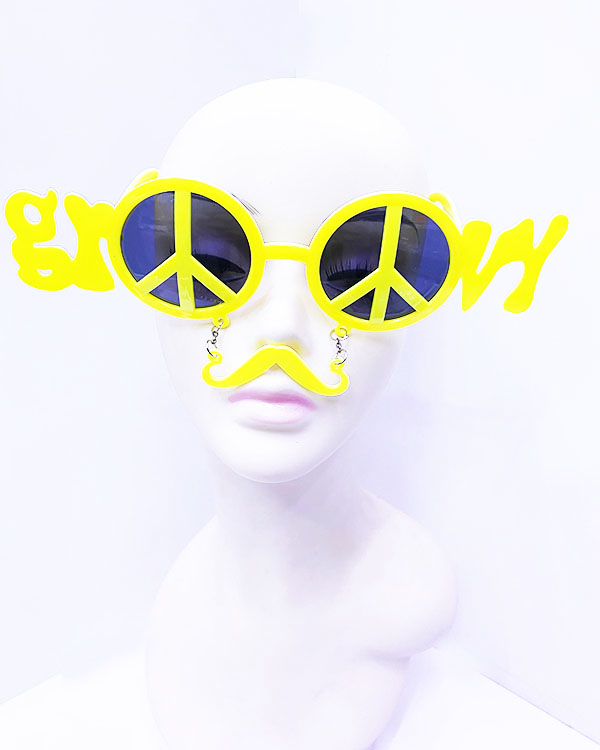 Sarı Renk Groom Yazılı Bıyıklı Damat Gözlüğü 7x21 cm (CLZ)
