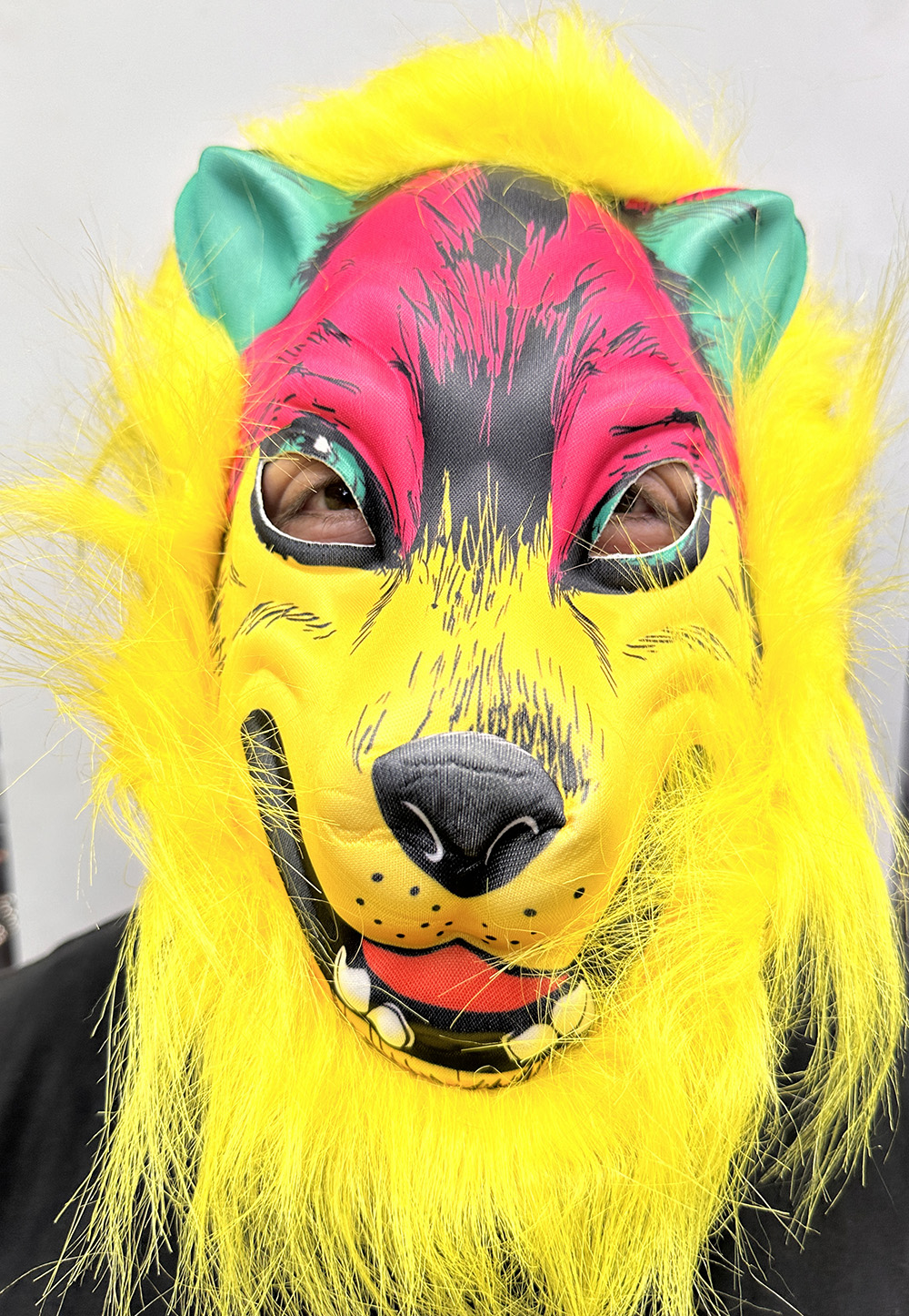 Sarı Yeleli Saçlı Kurt Maskesi Köpek Maskesi Mega Peluş 10 No (CLZ)