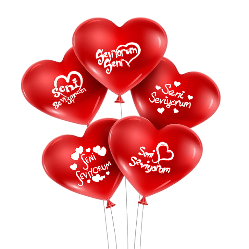 Seni Seviyorum Yazılı 30 lu Kalp Balon (CLZ)