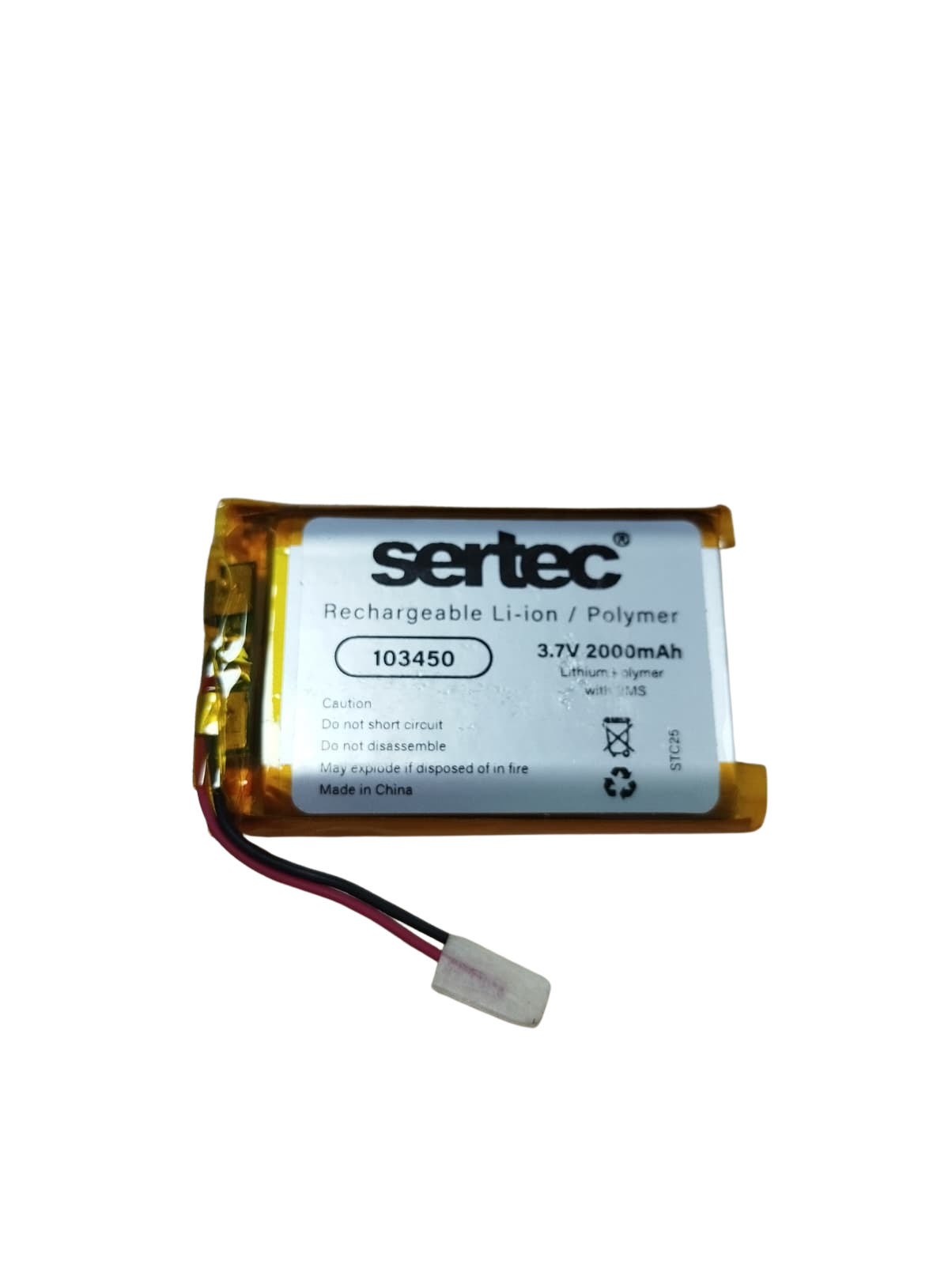 Sertec 103450 3.7V 2000 MAh Li-Polymer Pil (Devreli/1.5A) Sertec 103450 3.7V 2000 MAh Li-Polymer Pil (Devreli/1.5A)