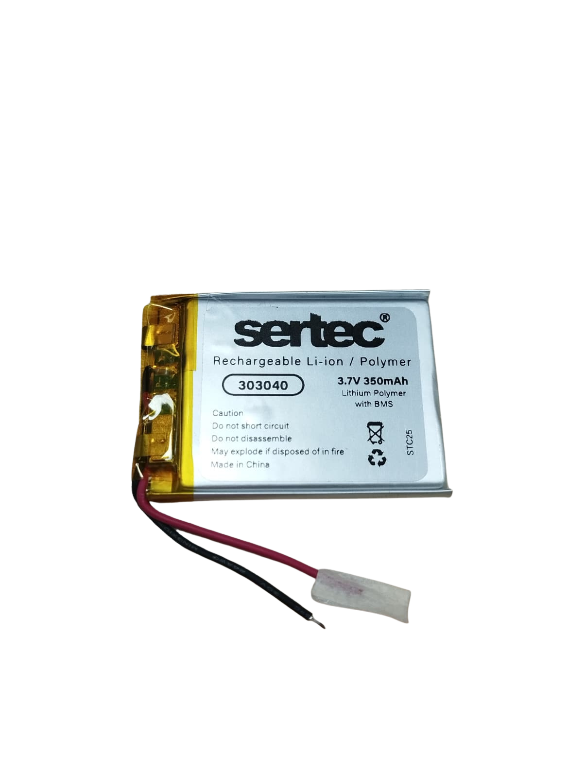 Sertec 303040 3.7V 350 MAh Li-Polymer Pil (Devreli/1.5A) Sertec 303040 3.7V 350 MAh Li-Polymer Pil (Devreli/1.5A)