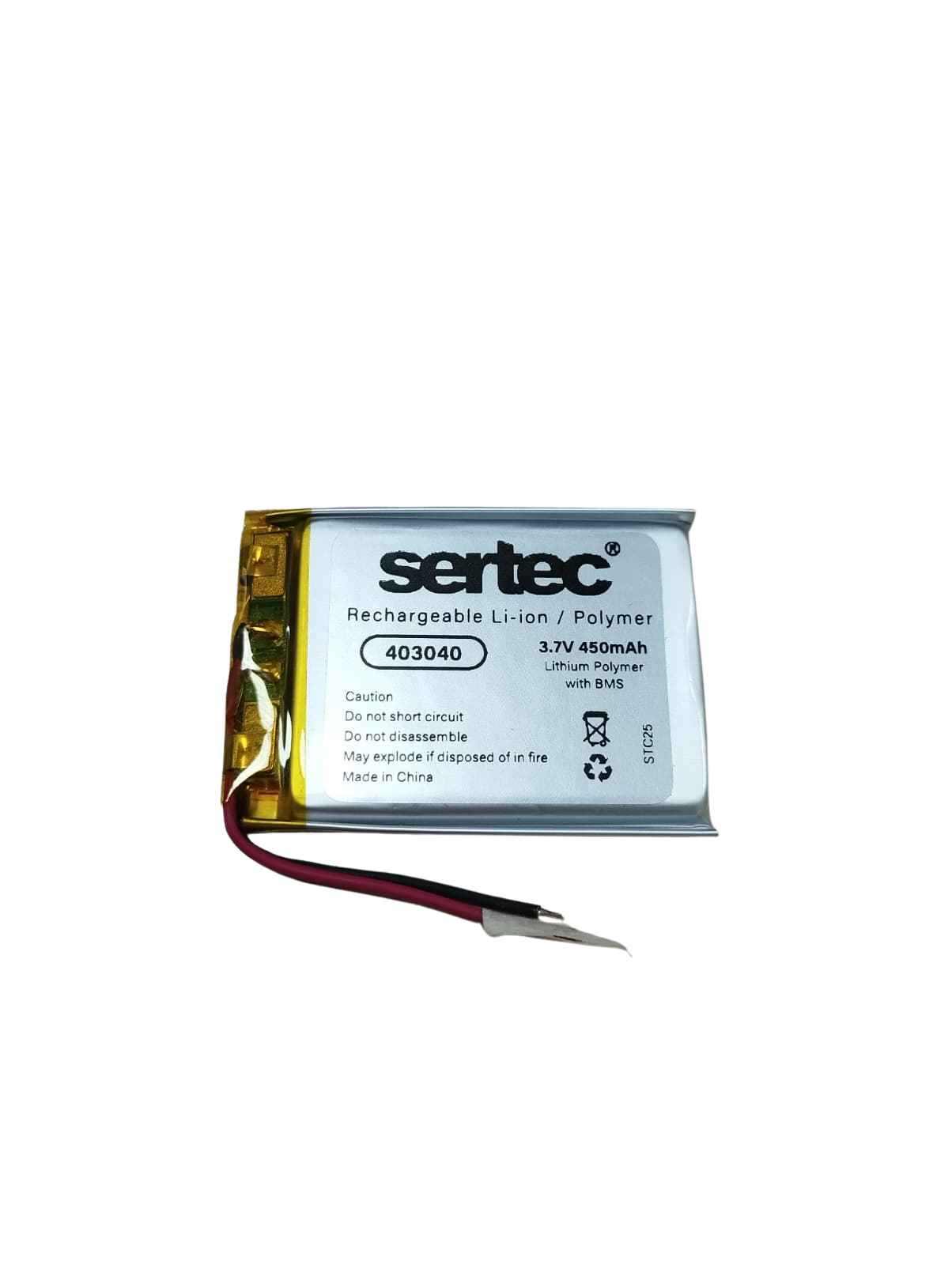 Sertec 403040 3.7V 450 MAh Li-Polymer Pil (Devreli/1.5A) Sertec 403040 3.7V 450 MAh Li-Polymer Pil (Devreli/1.5A)