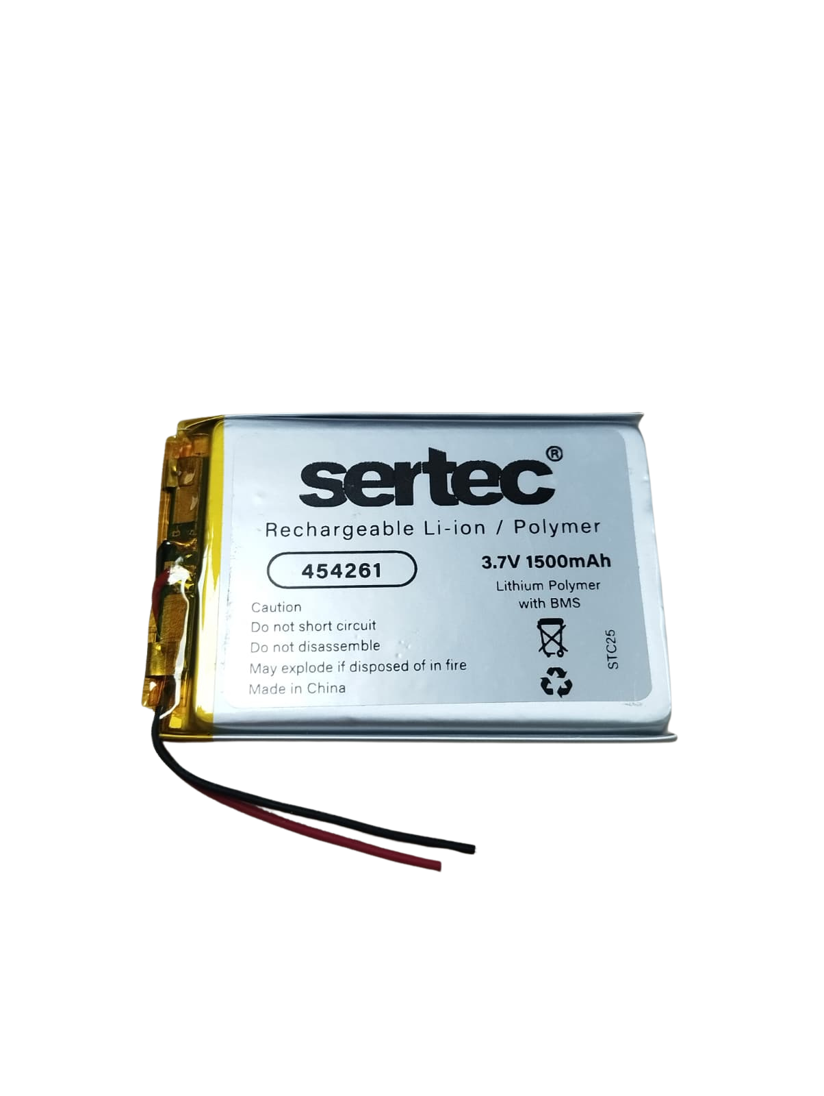Sertec 454261 3.7V 1500 MAh Li-Polymer Pil (Devreli/1.5A) Sertec 454261 3.7V 1500 MAh Li-Polymer Pil (Devreli/1.5A)