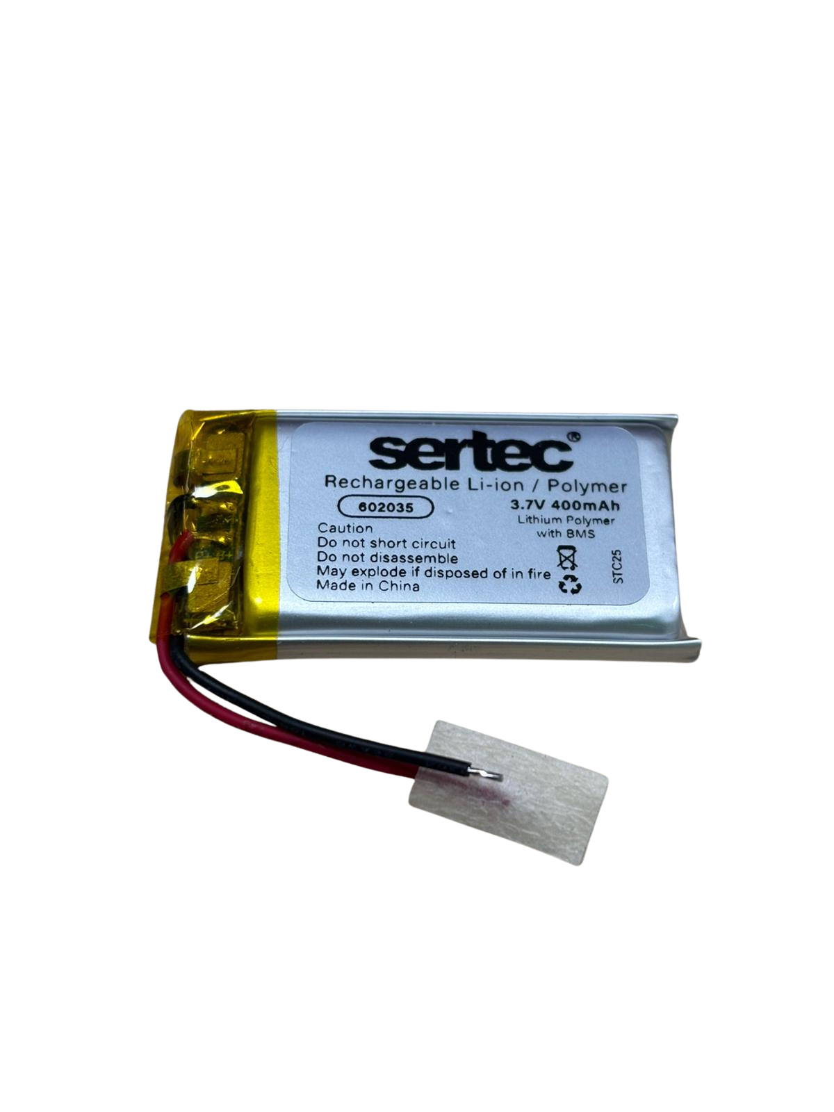 Sertec 602035 3.7V 400mAh Li-Polymer Pil (Devreli/1.5A) Sertec 602035 3.7V 400mAh Li-Polymer Pil (Devreli/1.5A)