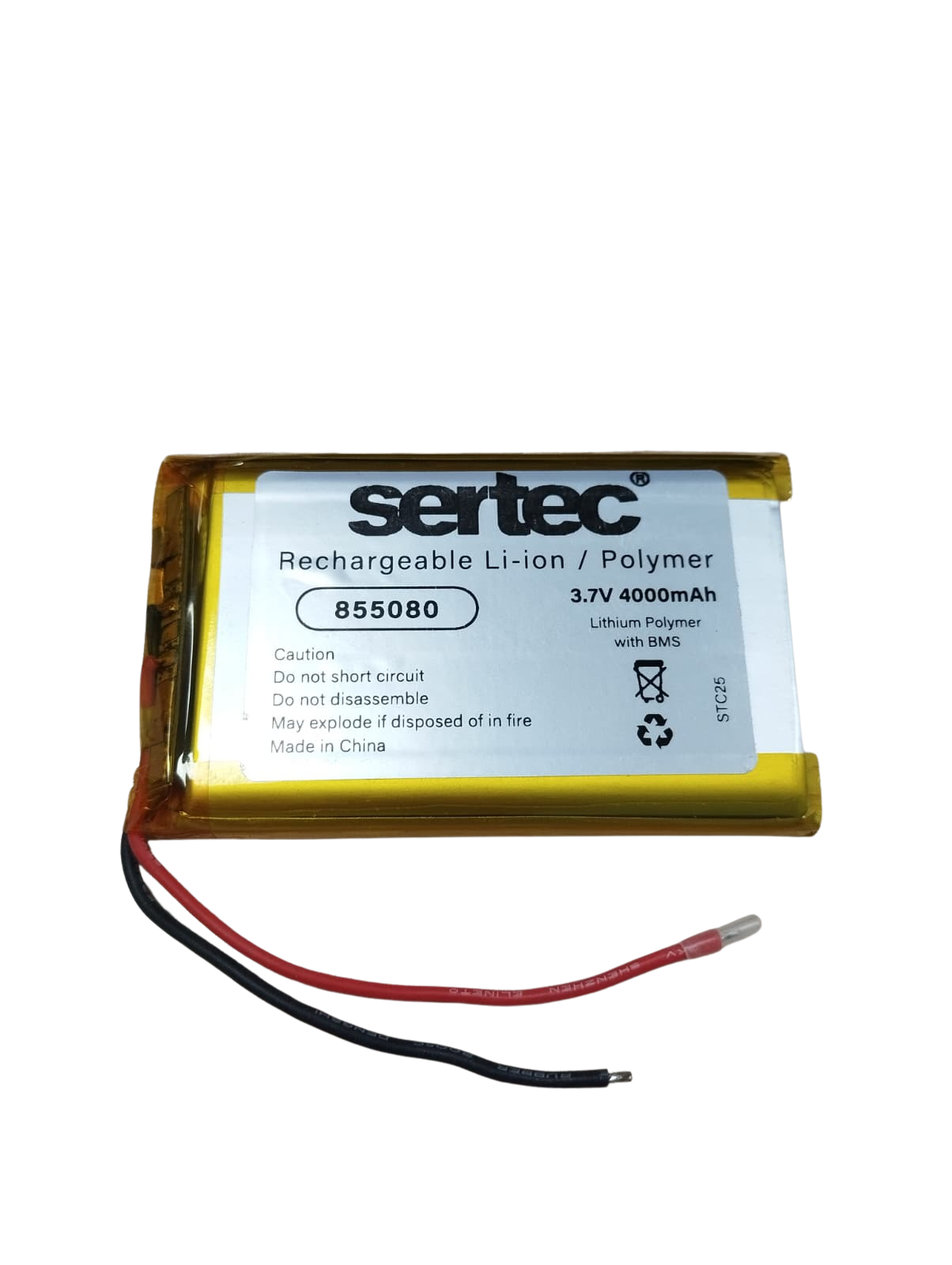 Sertec 855080 3.7V 4000mAh Li-Polymer Pil (Devreli/1.5A) Sertec 855080 3.7V 4000mAh Li-Polymer Pil (Devreli/1.5A)